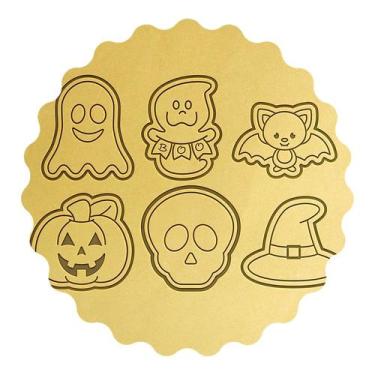 Imagem de Kit 6 Cortadores Halloween Abóbora Fantasmas Caveira - DOCE IMPRESSO, 