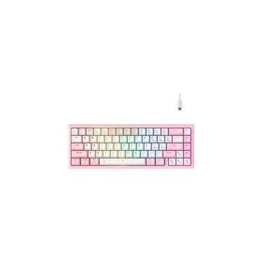 Imagem de Teclado Mecânico Gamer Rise Mode GM1 Pro White and Pink, ARGB, Switch Outemu Blue, USB-C, Branco e Rosa - RM-TCM-GM1P-WPBLUE