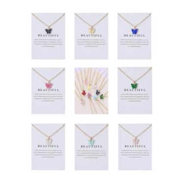 Imagem de Rrdaily 8 conjuntos de colares femininos de borboleta, presentes de borboleta, presentes para mulheres, com pingente de borboleta fofa, pacote de colar da amizade, para melhor amiga, lembrancinhas de