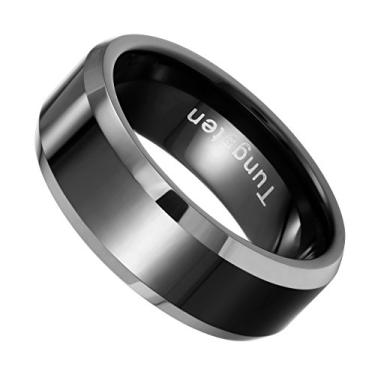 Imagem de URBAN JEWELRY Aliança masculina preta de tungstênio sólido para casamento ou noivado, 12, Ouro, metal, tungstênio, Sem pedra preciosa