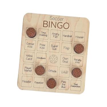 Imagem de YIJU Jogo de tabuleiro de bingo de madeira, jogo de mesa com tema esportivo tradicional, jogo noturno de madeira, Futebol