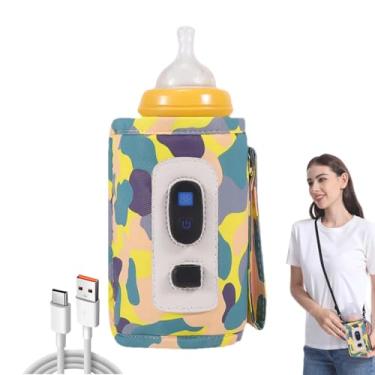Imagem de Capa de isolamento para garrafa de leite, bolsa aquecedora de garrafa de leite - Aquecedor de mamadeira digital portátil Aquecedor de leite USB - Garrafa com temperatura de 5 engrenagens Bolsa Aliment