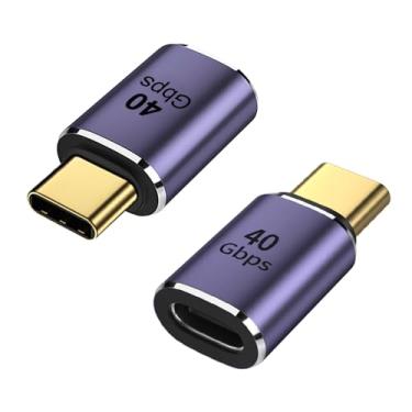 Imagem de AreMe Pacote com 2 adaptadores USB C macho para fêmea, extensor de adaptador USB tipo C suporta 100W, 40Gbps, 8K @60Hz para Thunderbolt 4/3, MacBook Pro/Air, laptop, tablet, telefones e mais