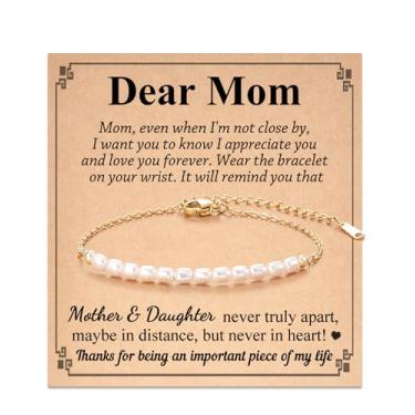 Imagem de Tarsus Pulseira de pérolas artificiais para mulheres, mãe/sogra/avó/avó, aniversário, Natal, dia das mães, dia do casamento, average, Aço inoxidável, Pérola