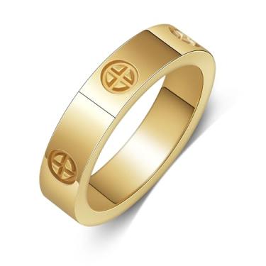 Imagem de Yifnny Anéis de Amor, Anel de Aço Inoxidável Casal Amizade Anéis Cruz Moda Anéis Design Parafuso Anel de Promessa Casamento Dia das Mães Joias para Mulheres Homens, 8, Metal, não sabe