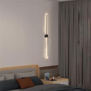Imagem de Luminária de parede LED preta interna giratória 270° Luzes de parede de alumínio acrílico linha longa Arandelas de parede modernas Iluminação de parede linear minimalista para corredor Sala