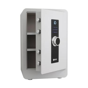 Imagem de ProtexSafe Cofre doméstico de aço à prova de fogo com teclado biométrico, digital, trava de chave, 3 metros cúbicos, 29 x 37 x 55 cm, SK-60, cinza claro