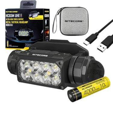 Imagem de Nitecore Lanterna de cabeça HC65M UHE recarregável de metal de saída tripla ultra alta -2000 lúmens