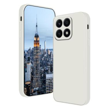 Imagem de Wousunly Compatível com Xiaomi 14T Pro, capa de silicone líquido, verde-escuro, toque suave para Xiaomi 14T Pro, capa fina de silicone à prova de choque (branca)