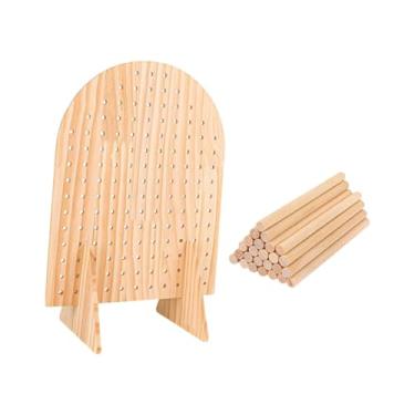 Imagem de Colaxi Pegboard de madeira expositor organizador prateleiras pesados ​​placa jóias rack chaveiro titular para entrada mesa colar