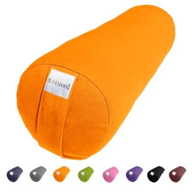 Imagem de Sol Living Almofada de ioga para meditação, ioga, 100% algodão, almofada cilíndrica para meditação, almofada firme, lavável, para suporte de equilíbrio, poses Asana