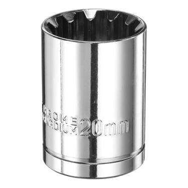 Imagem de HARFINGTON Soquete de 12 pontos 1/5.1 cm por soquete métrico raso de 20 mm, aço cromo vanádio, soquetes padrão de 12 pontos, ferramenta manual mecânica para reparo de carro, manutenção mecânica, uso