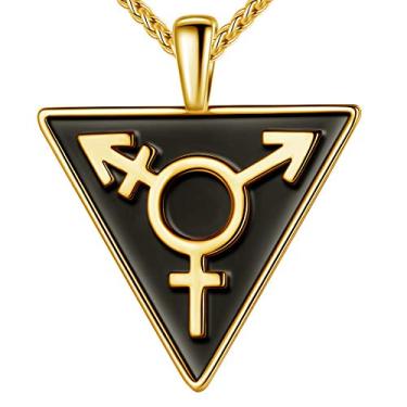 Imagem de Beautlace LGBT Colares/Brincos de Pingente/Conjunto de Prata/Ouro 18K/Pingente de Pingente Triangular Banhado a Pistola Preta para Homens e Mulheres