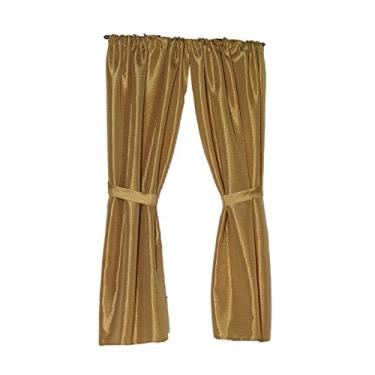 Imagem de Carnation Home Fashions Lauren Dobby Cortina de janela de banheiro de tecido, 86 cm x 137 cm, dourada