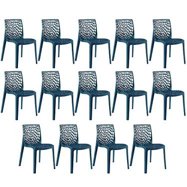 Imagem de Loft7, Kit 14x Cadeiras Gruvyer, Polipropileno, Jantar, Cozinha, Sala de Estar e Lazer - Azul Petróleo