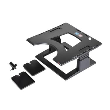 Imagem de Suporte ajustável para laptop 3M, altura da tela elevada para reduzir a tensão no pescoço, ajuste de altura de 7,6 cm, plataforma grande para estação de ancoragem, base antiderrapante