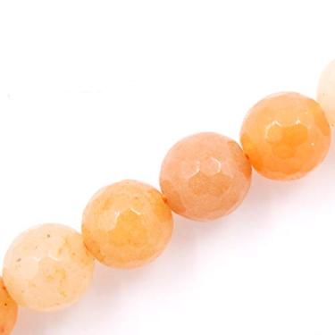 Imagem de Malahill Contas de pedras preciosas facetadas para fabricação de joias, vendidas por saco, 5 fios internos (Aventurina laranja, 6 mm)