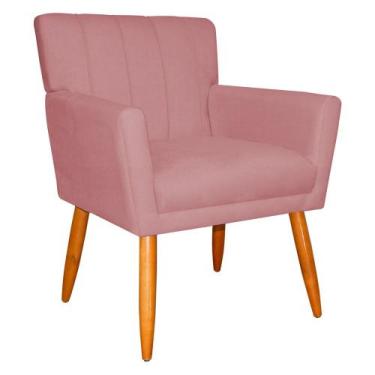 Imagem de Poltrona Decorativa para Sala de Estar Cecília Suede Rosa - Montanaris