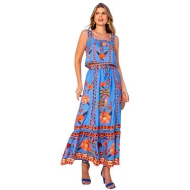 Imagem de Conjunto feminino estampa floral bluse e saia casual chique em crepe c