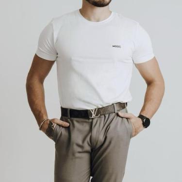 Imagem de Camiseta Camisa Masculina Algodão Egípcio Gola O - Modig, P, Branco