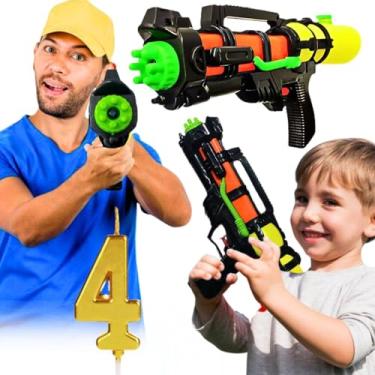 Imagem de Kit Brinquedos 4 arminha de água grande Pistola d'agua piscina praia verao lançador lança agua water gun presente dia das crianças 3 anos menino menina natal aniversário