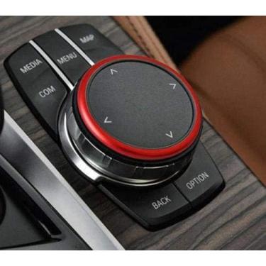 Imagem de MAXDOOL 1 anel de alumínio compatível com BMW 1 2 3 4 5 6 7 Series X3 X4 X5 X6 console central iDrive emblema de botão de controle multimídia (vermelho)