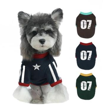 Imagem de LUVMOJO Camiseta azul marinho XGG grande para cães, pulôver de lã grossa para cães extra grandes, roupas macias para cães de inverno, suéter esportivo listrado para cachorro com estampa de número de