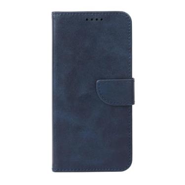 Imagem de LYJSMGZ Capa flip para iPhone 16E, carteira de couro, fecho magnético, proteção contra quedas, capa interna de TPU (poliuretano termoplástico), azul, 16E