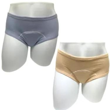 Imagem de Calcinha Protetora Incontinência Urinaria Absorvente Algodão Segura Escapes Urina kit 2un Cinza Bege (XXG)