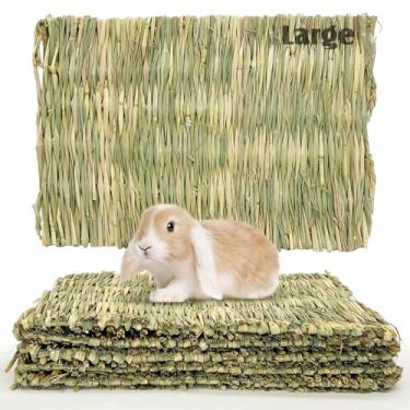 Imagem de Hamiledyi Tapete de grama de coelho, tecido natural, hamster, grama, ninho, animal pequeno, feito à mão, tapete de feno para mastigar, brinquedo para brincar para porquinho-da-índia, chinchila,