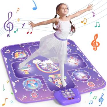 Imagem de GirlsHome Dance Mat - Unicorn Toys for Girls Electronic Dance Pad with 5 Game Modes, Built-in Music, Touch Sensitive Light Up LED Kids Musical Mat, Christmas & Birthday Gift for Toddler Girls 3-12