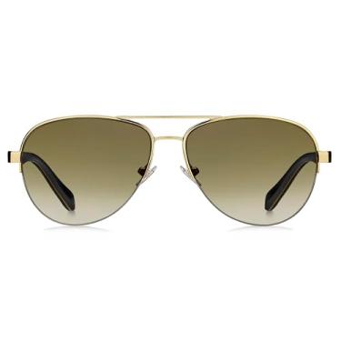 Imagem de Fossil Óculos de sol femininos aviador Fos3062s, Dourado, preto, 57 mm