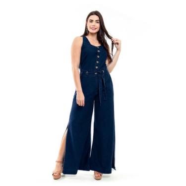 Imagem de Macacão Jeans Pantalona Sem Manga - Restrito Jeans, 07, 48