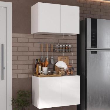 Imagem de Kit Armário de Cozinha Aéreo e Balcão 2 Portas Multimóveis MP2163, Bra