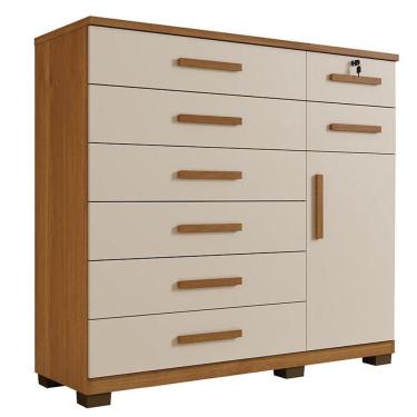 Imagem de Comoda New Vitoria Quarto Com 8 Gavetas E 1 Porta Cinamomo/off White Cinamomo/off White