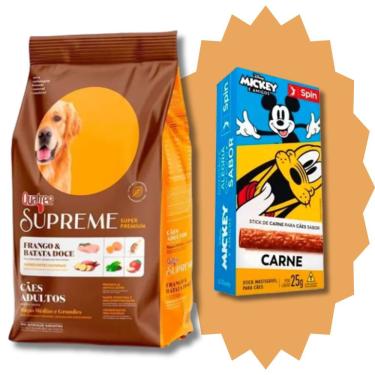 Imagem de Ração Quatree Supreme Cães Adultos Raças Médias e Grandes Frango e Batata Doce 15kg + Surpresa