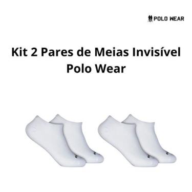 Imagem de Kit 2 Pares de Meias Polo Wears Cano Curto Algodão Original, Branco, 3