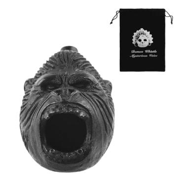 Imagem de Apito da morte asteca, chimpanzé preto autêntico apito de guerra asteca 125 decibéis alto para brincadeiras de Halloween Mexicano the Dead Celebration Presente maluco colecionável fácil de soprar