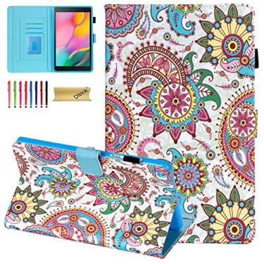 Imagem de Capa para Galaxy Tab A 8.0, modelo SM-T290/SM-T295 versão 2019, Dteck Flip Folio PU Leather Kickstand Capa carteira protetora para Galaxy Tab A 20.3 cm 2019 sem S Pen SM-T290/T295/T297, cor Paisley