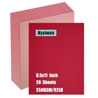 Imagem de Hysiwen 20 folhas de cartolina vermelha e rosa para o dia dos namorados 21,5 x 11 polegadas, papel artesanal grosso de 250 g/m² para fazer cartões, convites, artesanato em papel ou desenho