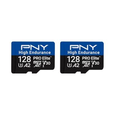 Imagem de PNY Cartão de memória flash 128GB PRO Elite™ de alta resistência C10 U3 V30 A2 microSDXC – até 100/90 MB/s de leitura/gravação, 4K UHD, Full HD, UHS-I, vigilância, segurança doméstica, gravação
