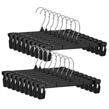 Imagem de Cabides de saia Titan Mall, pacote com 150, plástico preto, 25 cm de c