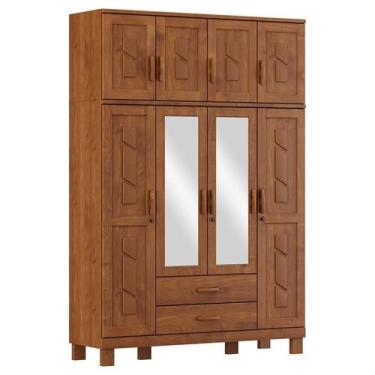 Imagem de Guarda Roupa 8 Portas 2 Gavetas Com Espelhos Cobre Imbuia - FN - Fines