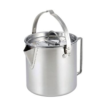 Imagem de KISOARTWQ Chaleira de fogão para fogão, chaleira de assobio, bule de chá de 1,2 L, chaleira dobrável para uso externo, chaleira portátil de aço inoxidável para piquenique.