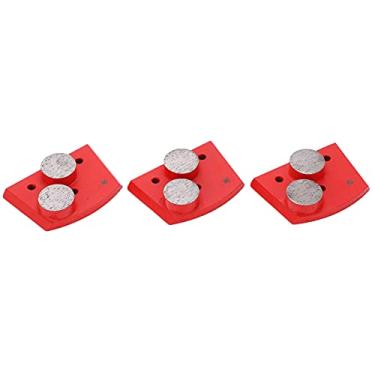 Imagem de Almofadas de Diamante Trapezóide Durável de 30# Grão 2 Dentes Cilíndricos 3pcs Polimento de Concreto Vermelho