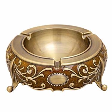Imagem de Cinzeiro para mulheres fumadoras cinzeiros redondos retro secretária antiga clássica da criatividade metal para escritório em casa ornamentos (B)