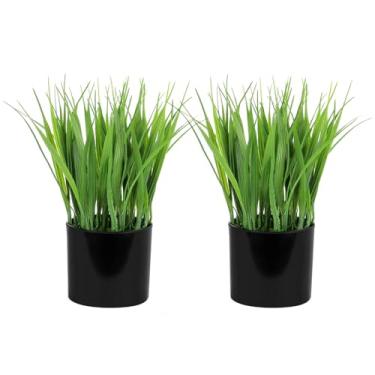 Imagem de Season 2 Season Pacote com 2 plantas falsas para ambientes internos com grama de trigo em vaso para decoração de prateleira de mesa, plantas artificiais para ambientes internos para banheiro