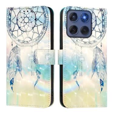 Imagem de Capa de telefone carteira de couro PU para Moto Edge 60 5G Kickstand RFID bloqueio flip capas para Moto Edge 60 5G slots de cartão alça de mão padrão de pintura 3D fecho magnético (cor 3)