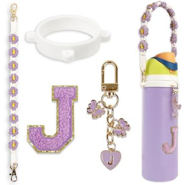 Imagem de Conjunto de pingentes de letras fofas compatível com garrafa de água Owala 680 g, 946 ml, 1,13 g, Owala Kids, copo de café Owala FreeSip – Inclui alça de alça, para acessórios Owala & Stanley Cup