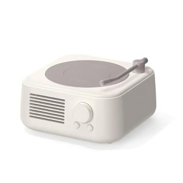 Imagem de Mini alto-falante retrô, alto-falante Bluetooth portátil sem fio, som surround de 360°, estilo antiquado, bateria de longa duração de 10 horas (branco lua)
